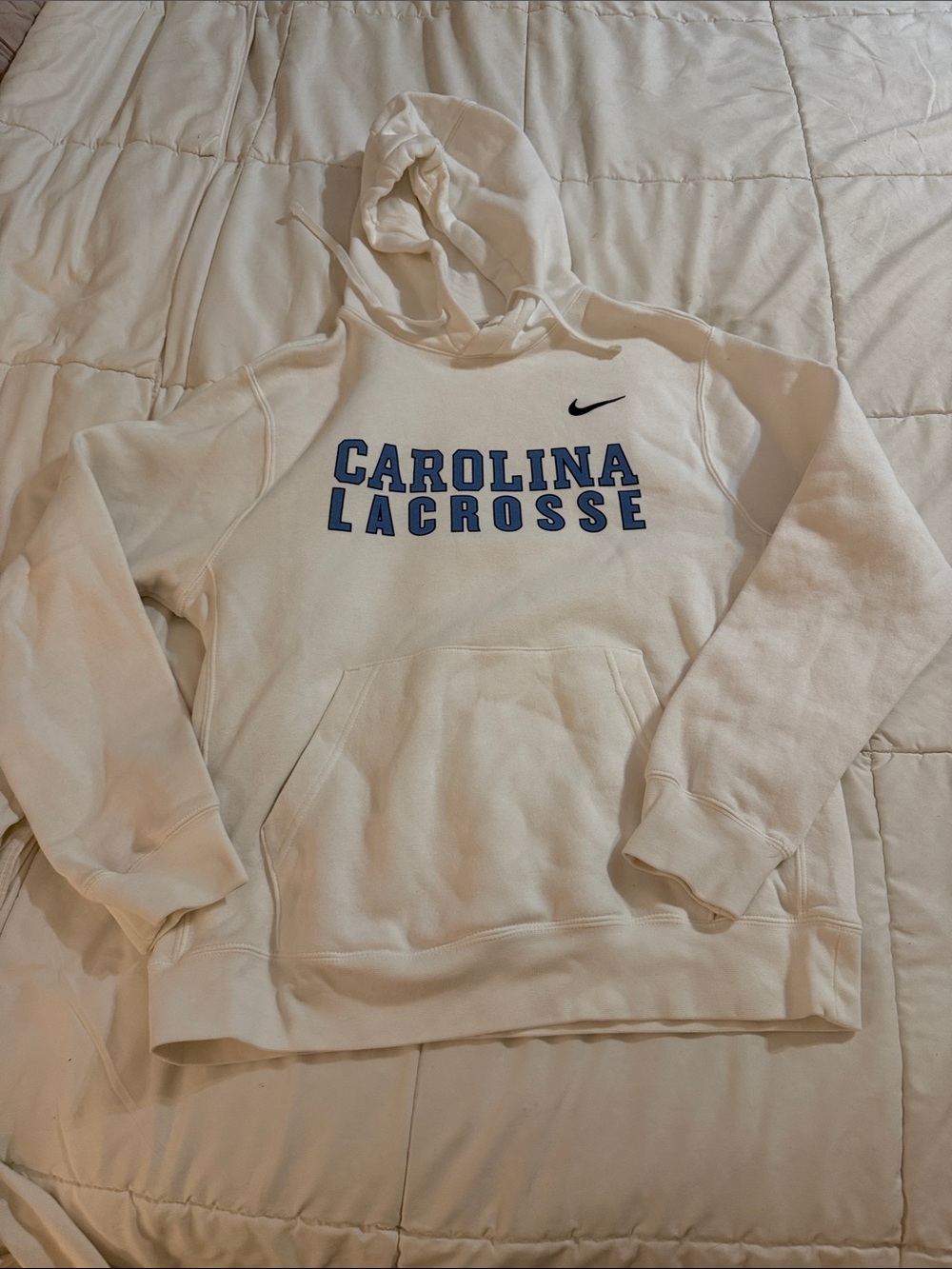 NWOT- New Nike White Hoodie with Blue Carolina Lacrosse - Medium